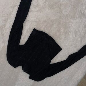 Zara Textured Black Knit Top